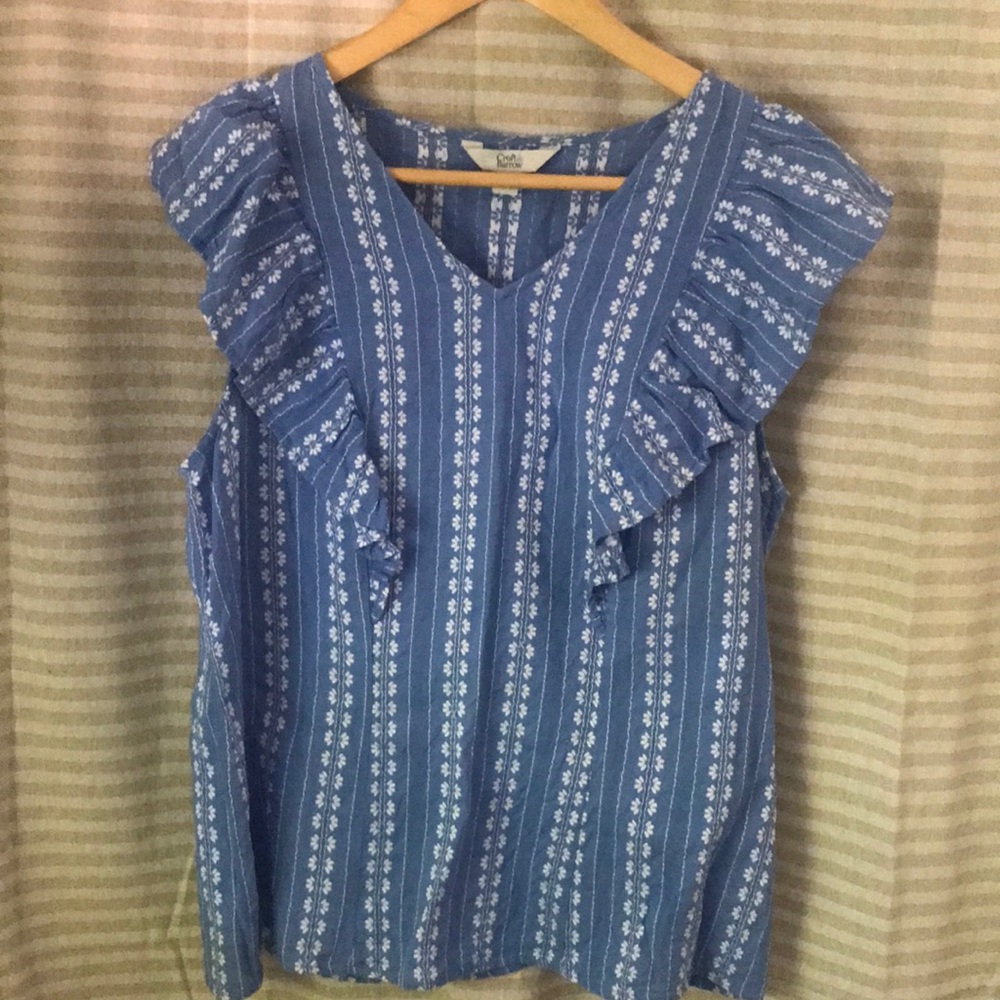 Blue & white summer blouse- excellent condition